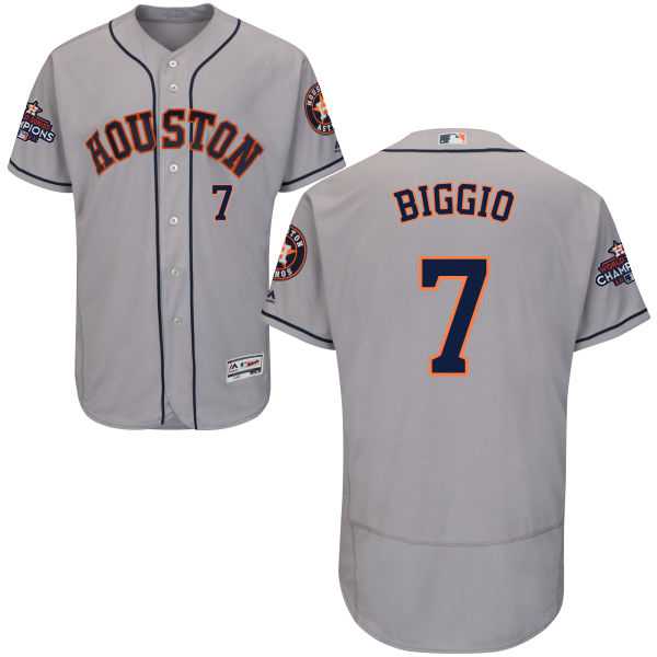 Men's Houston Astros #7 Craig Biggio Grey Flexbase Authentic Collection 2017 World Series Champions Stitched MLB Jersey
