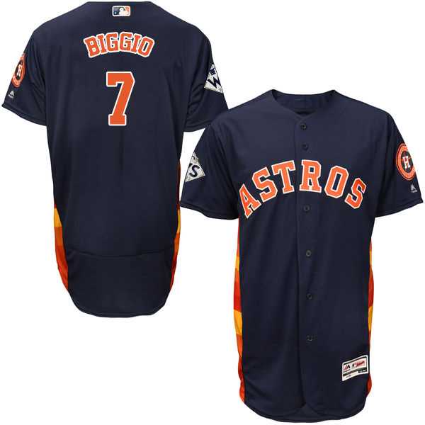 Men's Houston Astros #7 Craig Biggio Navy Blue Flexbase Authentic Collection 2017 World Series Bound Stitched MLB Jersey