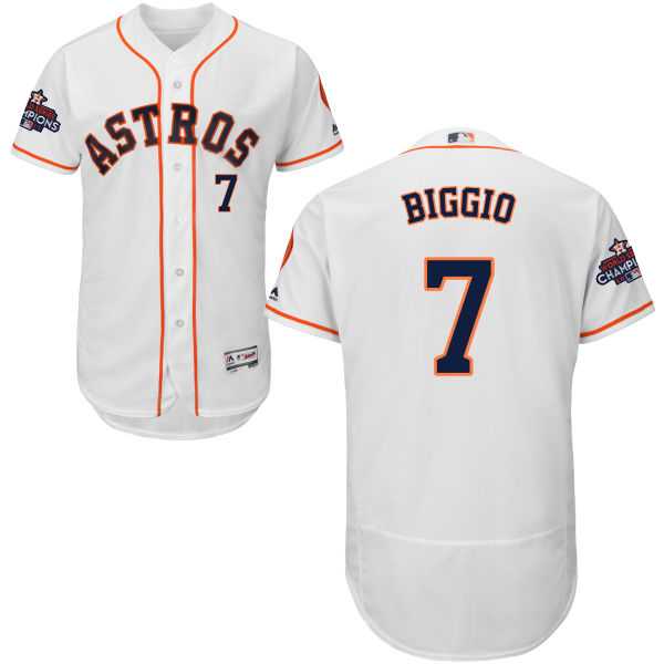 Men's Houston Astros #7 Craig Biggio White Flexbase Authentic Collection 2017 World Series Champions Stitched MLB Jersey