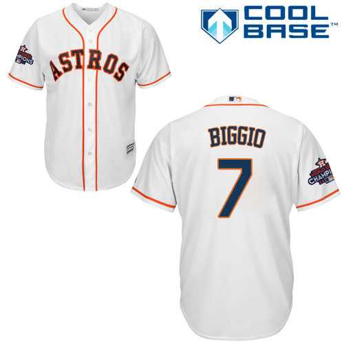 Men's Houston Astros #7 Craig Biggio White New Cool Base 2017 World Series Champions Stitched MLB Jersey