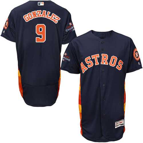 Men's Houston Astros #9 Marwin Gonzalez Navy Blue Flexbase Authentic Collection 2017 World Series Champions Stitched MLB Jersey