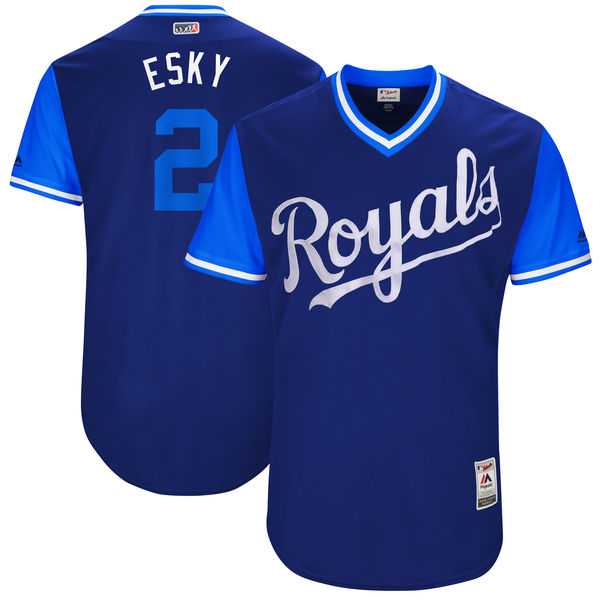Men's Kansas City Royals #2 Alcides Escobar Esky Majestic Royal 2017 Little League World Series Players Weekend Jersey