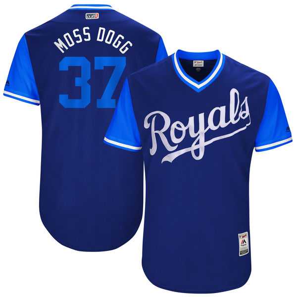 Men's Kansas City Royals #37 Brandon Moss Moss Dogg Majestic Royal 2017 Little League World Series Players Weekend Jersey