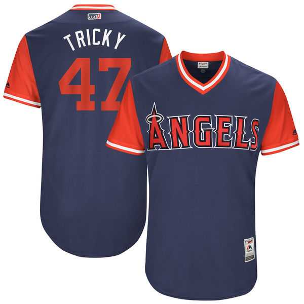 Men's Los Angeles Angels #47 Ricky Nolasco Tricky Majestic Navy 2017 Little League World Series Players Weekend Jersey
