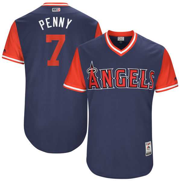 Men's Los Angeles Angels #7 Cliff Pennington Penny Majestic Navy 2017 Little League World Series Players Weekend Jersey