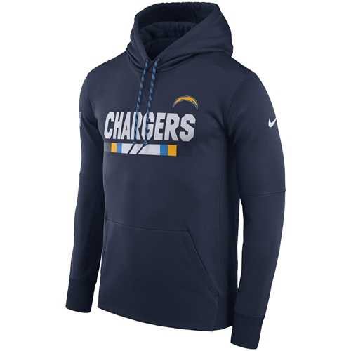 Men's Los Angeles Chargers Nike Navy Sideline ThermaFit Performance PO Hoodie