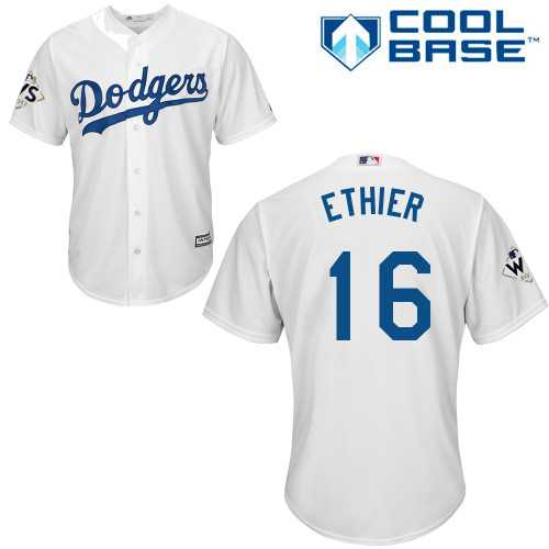 Men's Los Angeles Dodgers #16 Andre Ethier White New Cool Base 2017 World Series Bound Stitched MLB Jersey