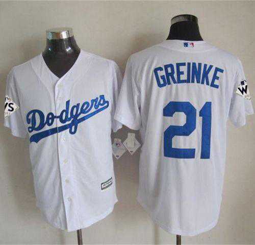 Men's Los Angeles Dodgers #21 Zack Greinke White New Cool Base 2017 World Series Bound Stitched MLB Jersey Men's Los Angeles Dodgers #21 Zack Greinke White New Cool Base 2017 World Series Bound Stitched MLB Jersey