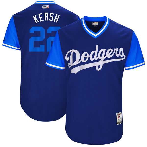 Men's Los Angeles Dodgers #22 Clayton Kershaw Kersh Majestic Navy 2017 Little League World Series Players Weekend Jersey