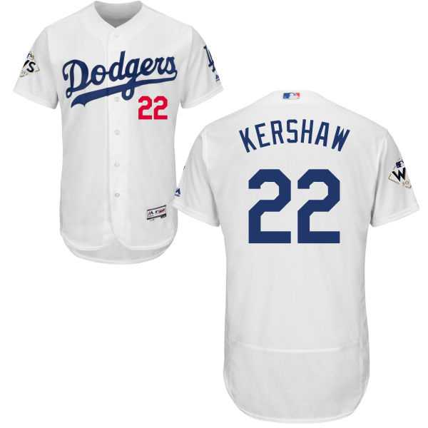 Men's Los Angeles Dodgers #22 Clayton Kershaw White Flexbase Authentic Collection 2017 World Series Bound Stitched MLB Jersey