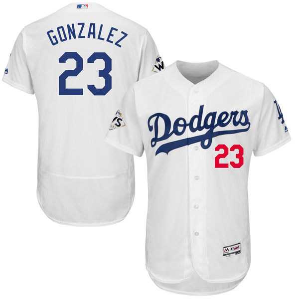 Men's Los Angeles Dodgers #23 Adrian Gonzalez White Flexbase Authentic Collection 2017 World Series Bound Stitched MLB Jersey Men's Los Angeles Dodgers #23 Adrian Gonzalez White Flexbase Authentic Collection 2017 World Series Bound Stitched MLB Jersey