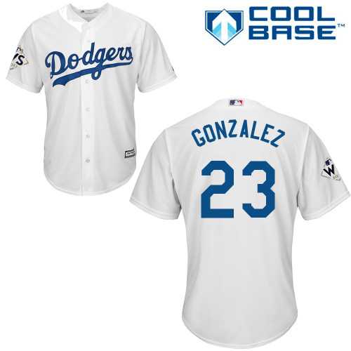 Men's Los Angeles Dodgers #23 Adrian Gonzalez White New Cool Base 2017 World Series Bound Stitched MLB Jersey
