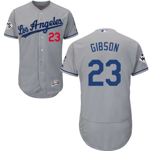 Men's Los Angeles Dodgers #23 Kirk Gibson Grey Flexbase Authentic Collection 2017 World Series Bound Stitched MLB Jersey Men's Los Angeles Dodgers #23 Kirk Gibson Grey Flexbase Authentic Collection 2017 World Series Bound Stitched MLB Jersey