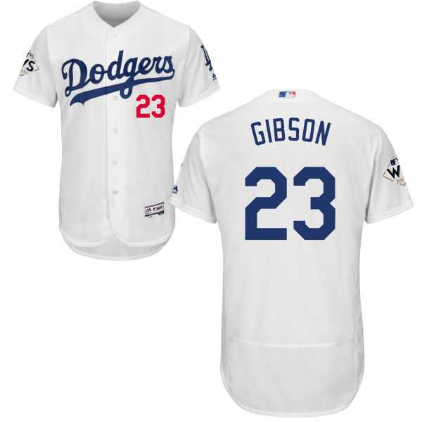 Men's Los Angeles Dodgers #23 Kirk Gibson White Flexbase Authentic Collection 2017 World Series Bound Stitched MLB Jersey Men's Los Angeles Dodgers #23 Kirk Gibson White Flexbase Authentic Collection 2017 World Series Bound Stitched MLB Jersey