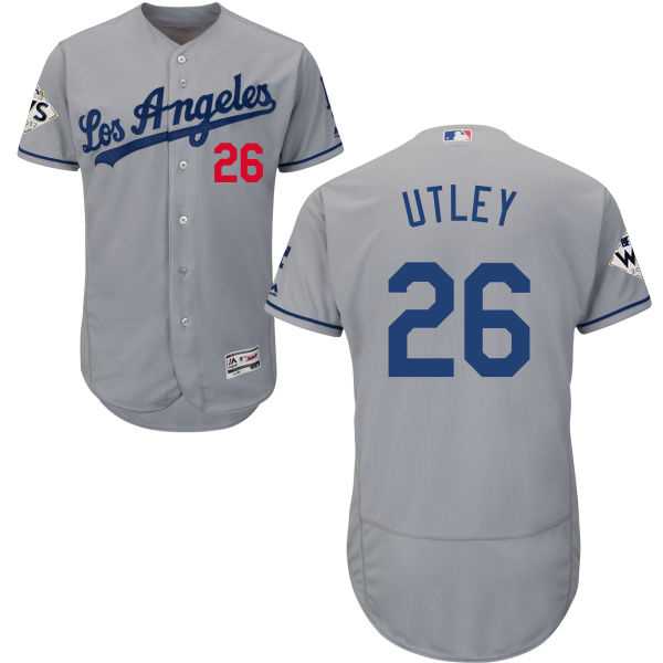 Men's Los Angeles Dodgers #26 Chase Utley Grey Flexbase Authentic Collection 2017 World Series Bound Stitched MLB Jersey Men's Los Angeles Dodgers #26 Chase Utley Grey Flexbase Authentic Collection 2017 World Series Bound Stitched MLB Jersey