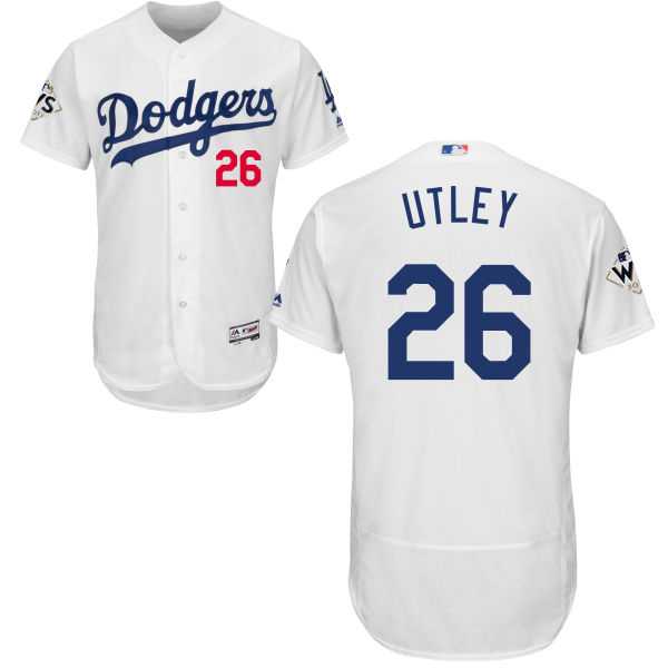 Men's Los Angeles Dodgers #26 Chase Utley White Flexbase Authentic Collection 2017 World Series Bound Stitched MLB Jersey Men's Los Angeles Dodgers #26 Chase Utley White Flexbase Authentic Collection 2017 World Series Bound Stitched MLB Jersey