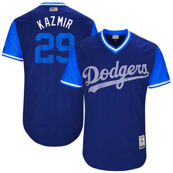 Men's Los Angeles Dodgers #29 Scott Kazmir Kazmir Majestic Royal 2017 Little League World Series Players Weekend Jersey