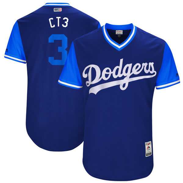 Men's Los Angeles Dodgers #3 Chris Taylor CT3 Majestic Royal 2017 Little League World Series Players Weekend Jersey