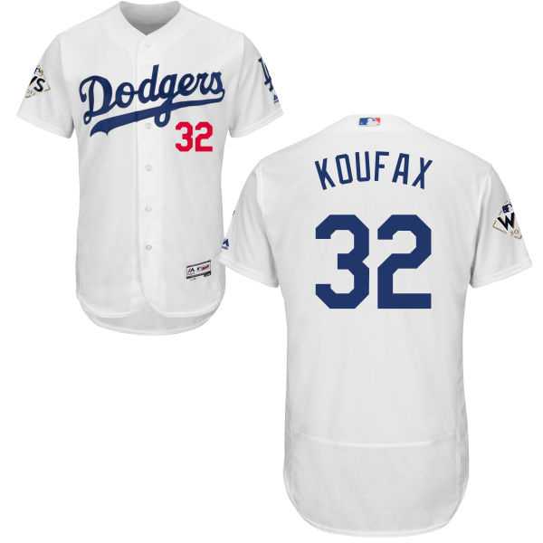 Men's Los Angeles Dodgers #32 Sandy Koufax White Flexbase Authentic Collection 2017 World Series Bound Stitched MLB Jersey Men's Los Angeles Dodgers #32 Sandy Koufax White Flexbase Authentic Collection 2017 World Series Bound Stitched MLB Jersey