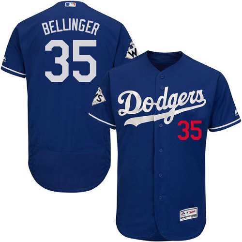 Men's Los Angeles Dodgers #35 Cody Bellinger Blue Flexbase Authentic Collection 2017 World Series Bound Stitched MLB Jersey