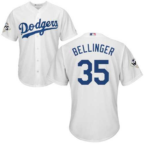 Men's Los Angeles Dodgers #35 Cody Bellinger White New Cool Base 2017 World Series Bound Stitched MLB Jersey