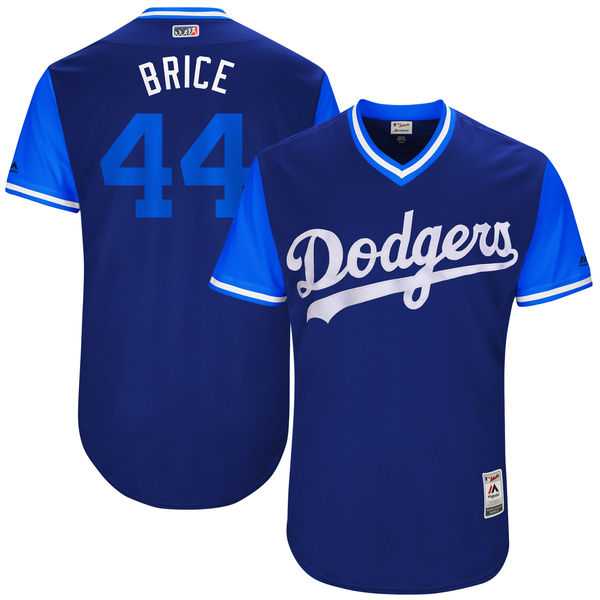 Men's Los Angeles Dodgers #44 Rich Hill Brice Majestic Royal 2017 Little League World Series Players Weekend Jersey