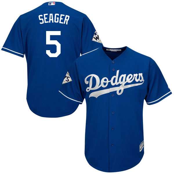 Men's Los Angeles Dodgers #5 Corey Seager Blue New Cool Base 2017 World Series Bound Stitched MLB Jersey