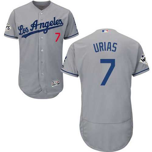 Men's Los Angeles Dodgers #7 Julio Urias Grey Flexbase Authentic Collection 2017 World Series Bound Stitched MLB Jersey Men's Los Angeles Dodgers #7 Julio Urias Grey Flexbase Authentic Collection 2017 World Series Bound Stitched MLB Jersey
