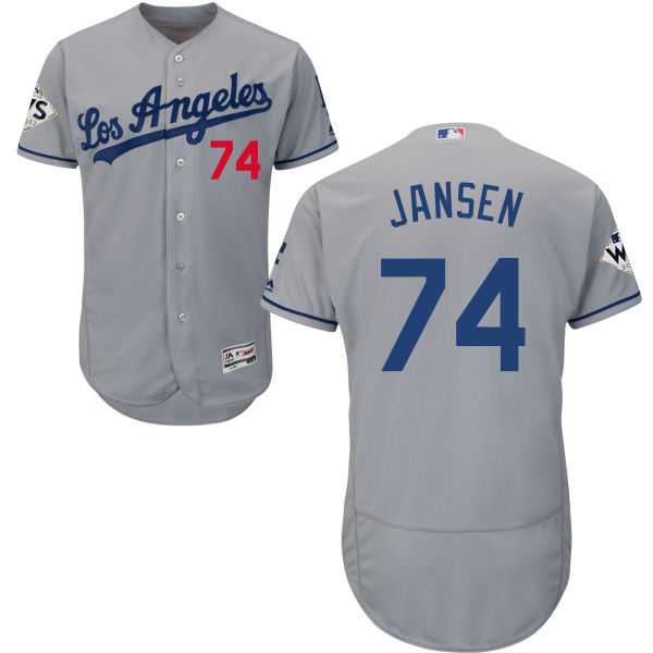 Men's Los Angeles Dodgers #74 Kenley Jansen Grey Flexbase Authentic Collection 2017 World Series Bound Stitched MLB Jersey Men's Los Angeles Dodgers #74 Kenley Jansen Grey Flexbase Authentic Collection 2017 World Series Bound Stitched MLB Jersey