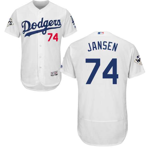 Men's Los Angeles Dodgers #74 Kenley Jansen White Flexbase Authentic Collection 2017 World Series Bound Stitched MLB Jersey Men's Los Angeles Dodgers #74 Kenley Jansen White Flexbase Authentic Collection 2017 World Series Bound Stitched MLB Jersey