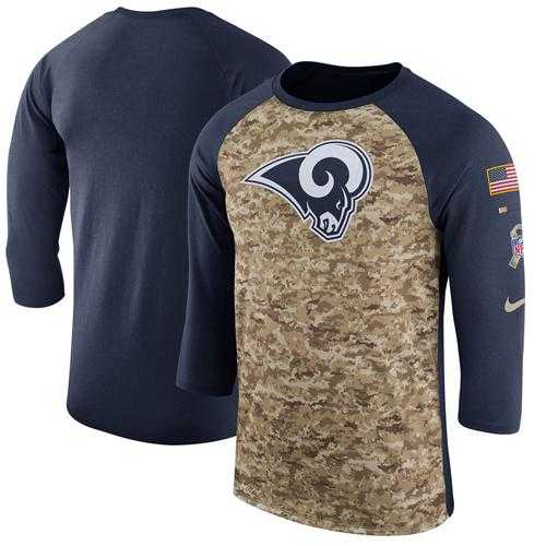 Men's Los Angeles Rams Nike Camo Navy Salute to Service Sideline Legend Performance Three-Quarter Sleeve T-Shirt