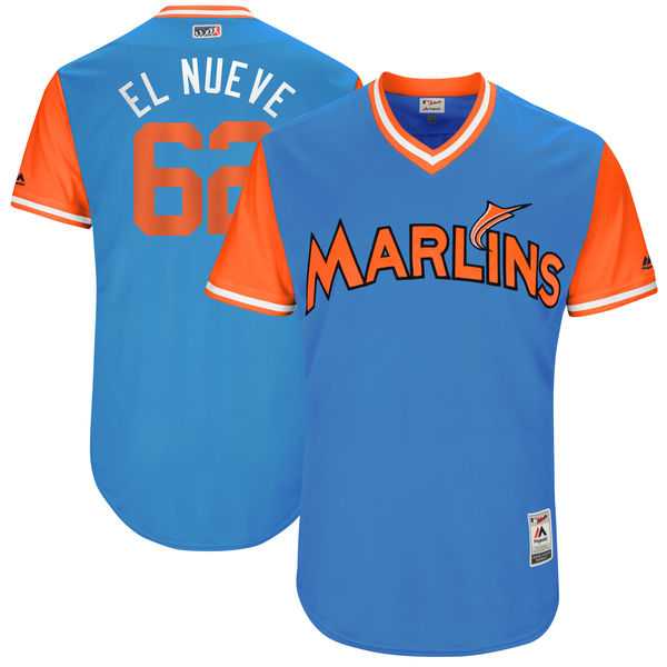 Men's Miami Marlins #62 Jose Urena El Nueve Majestic Blue 2017 Little League World Series Players Weekend Jersey