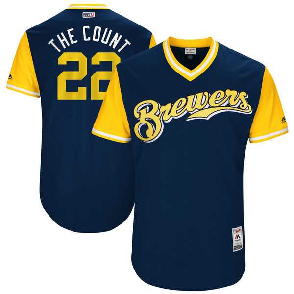 Men's Milwaukee Brewers #22 Matt Garza The Count Majestic Navy 2017 Little League World Series Players Weekend Jersey Men's Milwaukee Brewers #22 Matt Garza The Count Majestic Navy 2017 Little League World Series Players Weekend Jersey