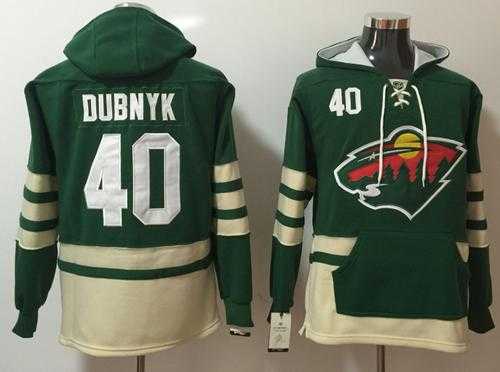 Men's Minnesota Wild #40 Devan Dubnyk Green Name & Number Pullover NHL Hoodie