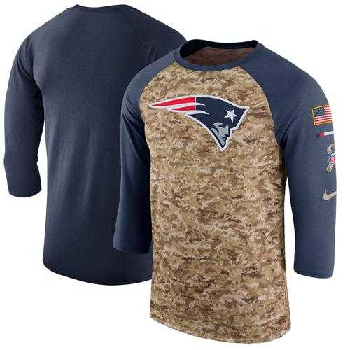 Men's New England Patriots Nike Camo Navy Salute to Service Sideline Legend Performance Three-Quarter Sleeve T-Shirt