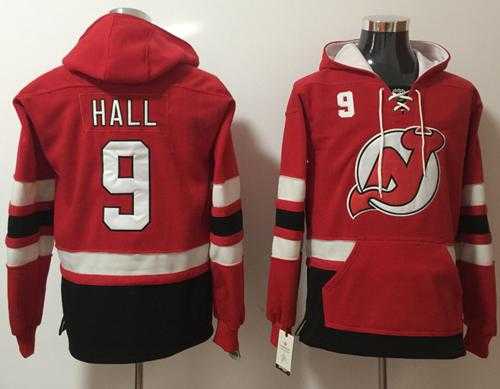 Men's New Jersey Devils #9 Taylor Hall Red Name & Number Pullover NHL Hoodie