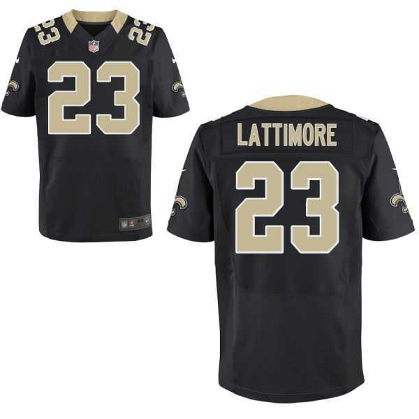 Men's New Orleans Saints #23 Marshon Lattimore Nike Black Team Color Elite Jersey