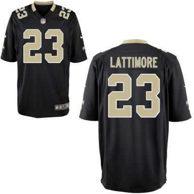 Men's New Orleans Saints #23 Marshon Lattimore Nike Black Team Color Game Jersey