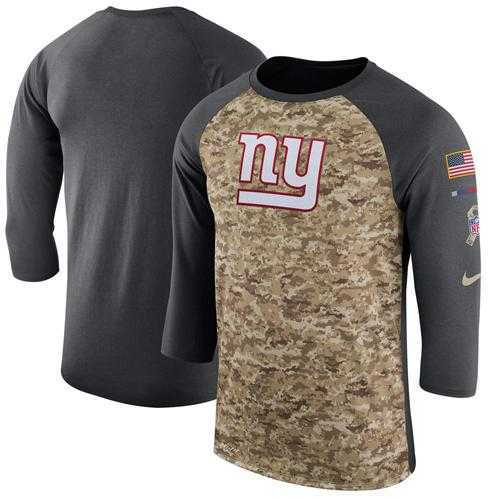 Men's New York Giants Nike Camo Anthracite Salute to Service Sideline Legend Performance Three-Quarter Sleeve T-Shirt