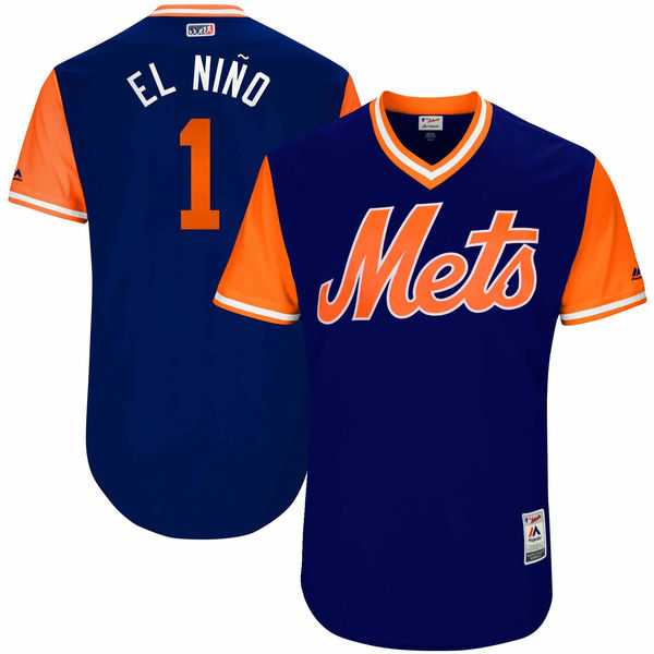 Men's New York Mets #1 Amed Rosario El Ni?o Majestic Royal 2017 Little League World Series Players Weekend Jersey