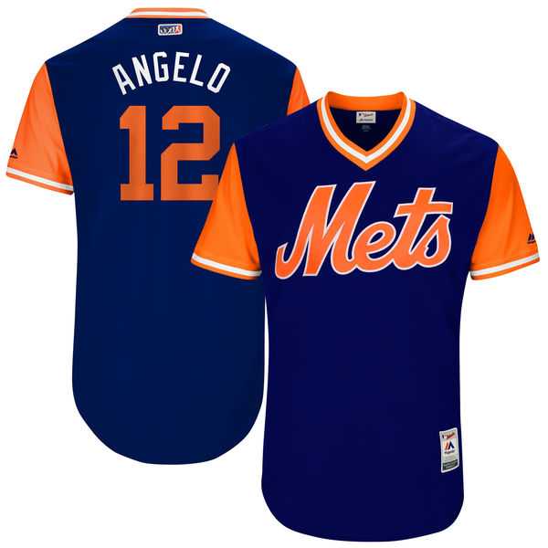 Men's New York Mets #12 Juan Lagares Angelo Majestic Royal 2017 Little League World Series Players Weekend Jersey