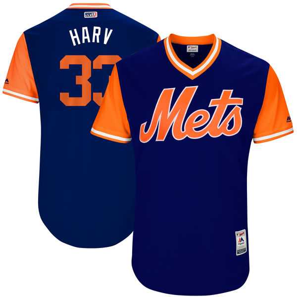 Men's New York Mets #33 Matt Harvey Harv Majestic Royal 2017 Little League World Series Players Weekend Jersey