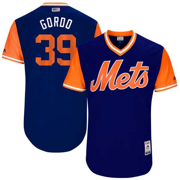 Men's New York Mets #39 Jerry Blevins Gordo Majestic Royal 2017 Little League World Series Players Weekend Jersey