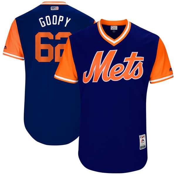 Men's New York Mets #62 Erik Goeddel Goopy Majestic Royal 2017 Little League World Series Players Weekend Jersey