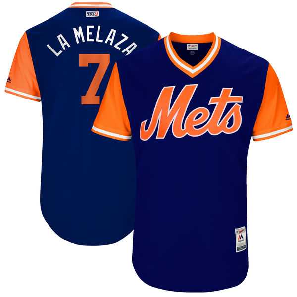 Men's New York Mets #7 Jose Reyes La Melaza Majestic Royal 2017 Little League World Series Players Weekend Jersey