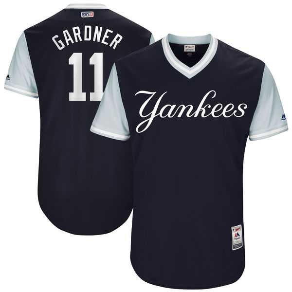 Men's New York Yankees #11 Brett Gardner Gardner Majestic Navy 2017 Little League World Series Players Weekend Jersey
