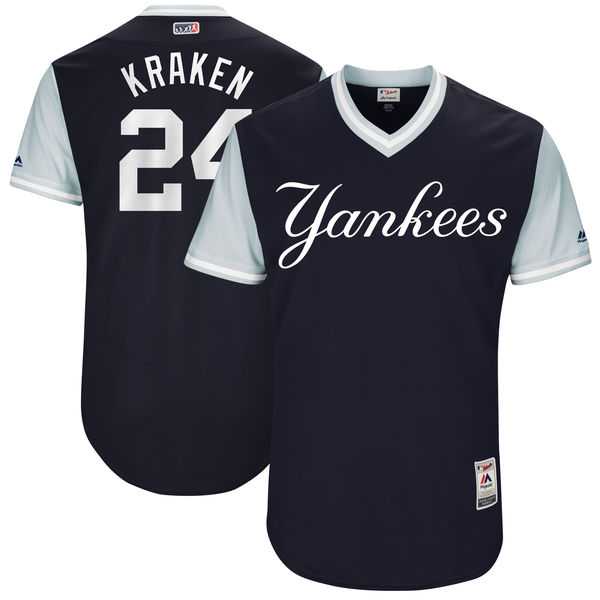Men's New York Yankees #24 Gary Sanchez Kraken Majestic Navy 2017 Little League World Series Players Weekend Jersey