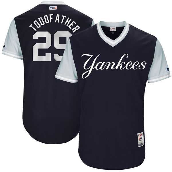Men's New York Yankees #29 Todd Frazier Toddfather Majestic Navy 2017 Little League World Series Players Weekend Jersey