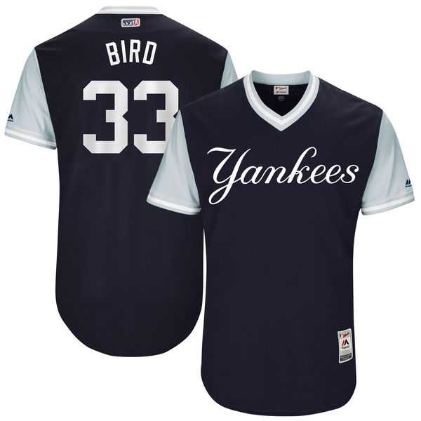 Men's New York Yankees #33 Greg Bird Bird Majestic Navy 2017 Little League World Series Players Weekend Jersey