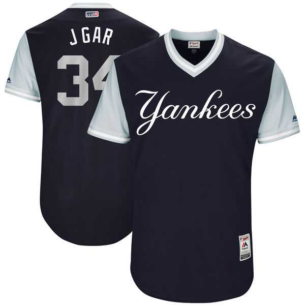 Men's New York Yankees #34 Jaime Garcia J Gar Majestic Navy 2017 Little League World Series Players Weekend Jersey
